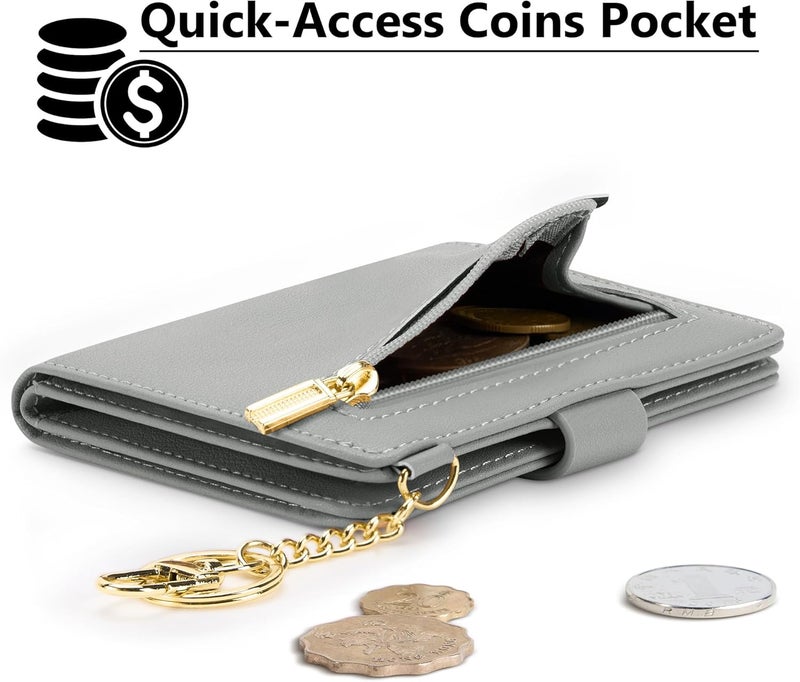 Airkit Small Wallets Woman RFID Blocking Leather Credit Card Holder - with ID Window - Card Wallets for Women - with Zipper Coin Purse - Keychain Wallet - Image 3